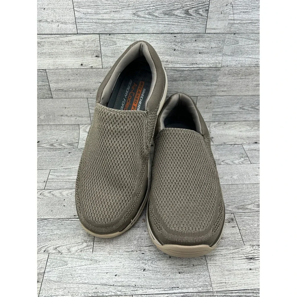 Skechers Relaxed Fit‎ 65086 Men Slip On Loafers Taupe Air Cooled Memory Foam 8.5